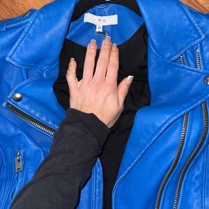 IRO Electric Blue Leather Jacket with Silver Accents
